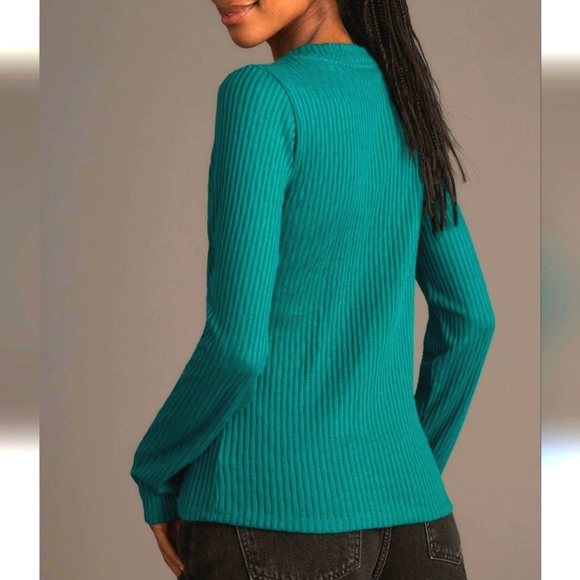 Pilcro green ribbed knit top, size M - Picture 3 of 6